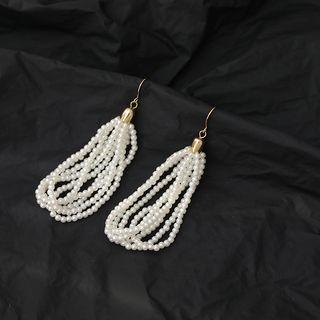 Faux Pearl Tassel Earring 1 Pairs - White - One Size