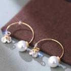 Faux Pearl Rhinestone Earring 1 Pair - Rose Gold - One Size
