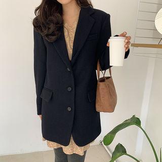 3-button Woolen Longline Blazer