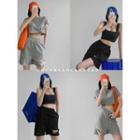 Cutout Wide-leg Cotton Shorts