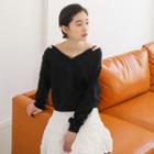 Strappy Off-shoulder Long-sleeve Top