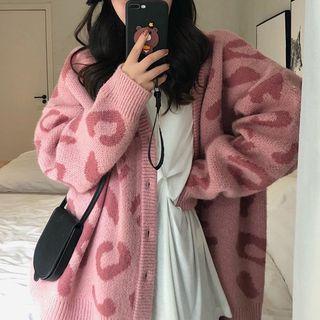 Leopard Print Cardigan As Shown In Figure - One Size