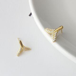 925 Sterling Silver Rhinestone Mermaid Tail Stud Earring
