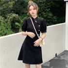Plain Flower Puff-sleeve Qipao / Dress