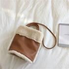 Furry Panel Bucket Bag Vf56 - Brown - One Size