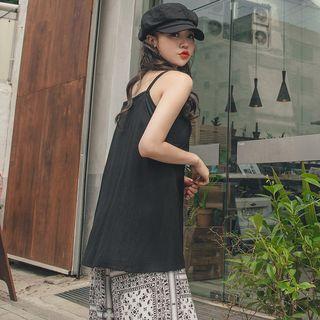 Spaghetti-strap Textured Flare Top