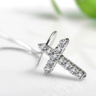 Rhinestone Cross Necklace No Necklance - Cross - One Size