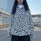 Leopard Print Long-sleeve Shirt Leopard - Black & White - One Size