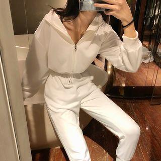Drawcord Half-zip Jumpsuit