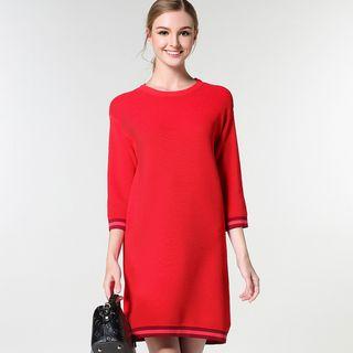 3/4 Sleeve Plain Dress