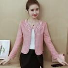 Long-sleeve Embroidered Faux Peral Jacket