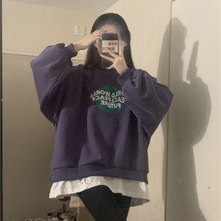 Mock Two-piece Round-neck Printed Sweatshirt