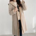 Hooded-panel Faux-shearling Coat With Sash