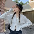 Zip-up Knit Cropped Hoodie