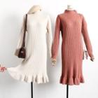 Ribbed Long Sleeve Midi Knit Dress