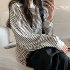 Striped Pullover Stripes - Coffee & White - One Size