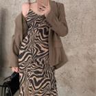 Plain Blazer / Zebra Print Dress