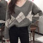 V-neck Geometry Sweater