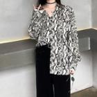 Snake Print Long-sleeve Shirt As Shown In Figure - One Size