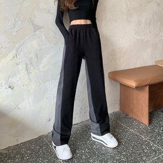 Paneled Wide Leg Pants Black & Gray - One Size