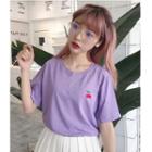 Cherry Embroidered Short-sleeve T-shirt