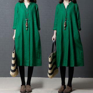 3/4-sleeve Placket Dress