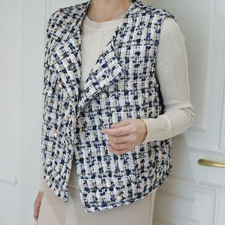 Faux-pearl Tweed Vest