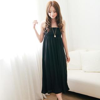 Smocked Strapless Maxi Dress Black - One Size