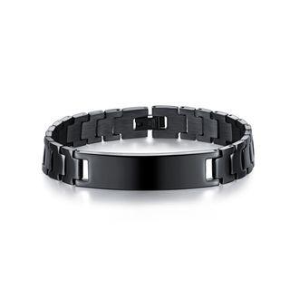 Fashion And Simple Plated Black Geometric Rectangular 316l Stainless Steel Bracelet Black - One Size
