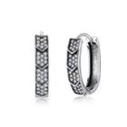 925 Sterling Silver Fashion Trend Geometric Cubic Zircon Earrings Silver - One Size