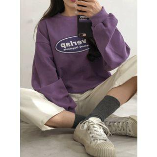 Balloon-sleeve Printed Boxy Pullover