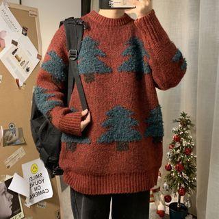 Pine Tree Print Sweater