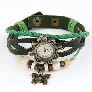 Faux Leather Layered Bracelet Watch