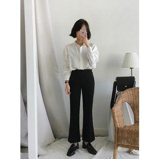 Front-tab Boot-cut Dress Pants