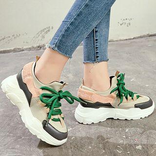 Lace-up Hidden Wedge Platform Sneakers