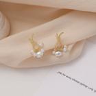 Knot Faux Pearl Dangle Earring 1 Pair - 925silver Earrings - Gold - One Size