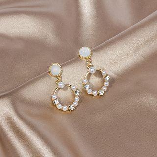 Faux Pearl Hoop Dangle Earring 1 Pair - E2522 - As Shown In Figure - One Size