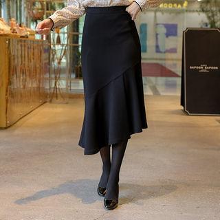Zip-side Asymmetric-hem Mermaid Skirt