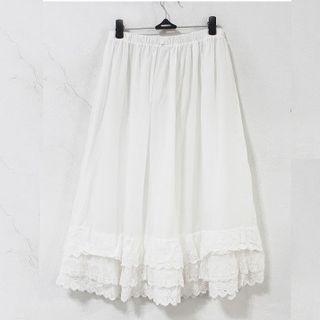 Midi A-line Lace Skirt Skirt - White - One Size