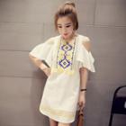 Shoulder Cut Out Short-sleeve A-line Dress