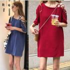 Lace Up Cold Shoulder Short Sleeve Dress