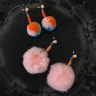Pompom-accent Drop Earring