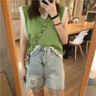 V-neck Lace Knit Vest As Shown In Figure - One Size