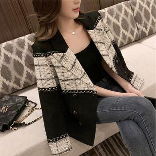 Double Breasted Tweed Panel Coat