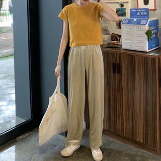 Plain T-shirt / Wide Leg Pants