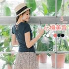 Short Sleeve Lace-up Back Ribbed T-shirt