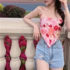 Spaghetti Strap Floral Print Top Red Floral - Pink - One Size