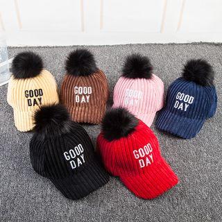 Pompom-accent Corduroy Baseball Cap
