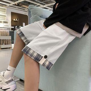 High-waist Plaid Straight Cut Shorts