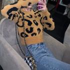 Leopard Print Cropped Knit Top